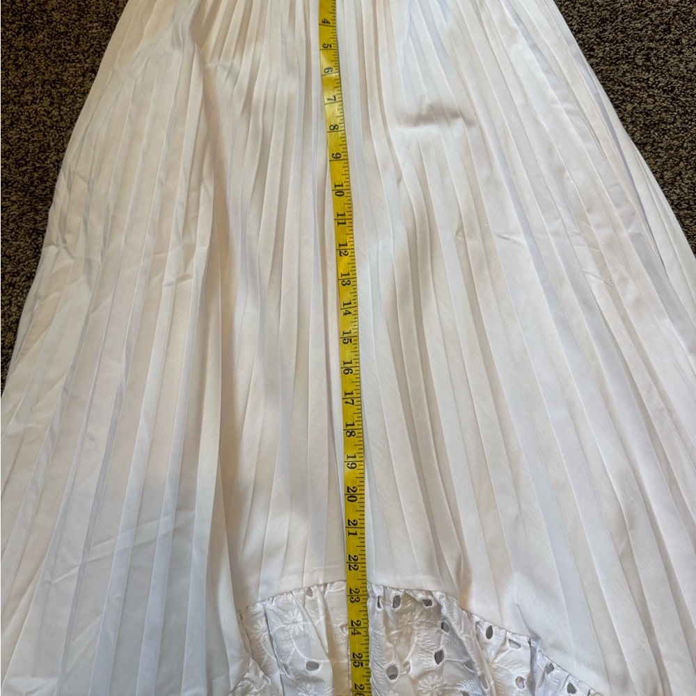 Boston Proper NWT White Pleated Eyelet Boho Midi Skirt Handkerchief Hem Size XS - Picture 14 of 16
